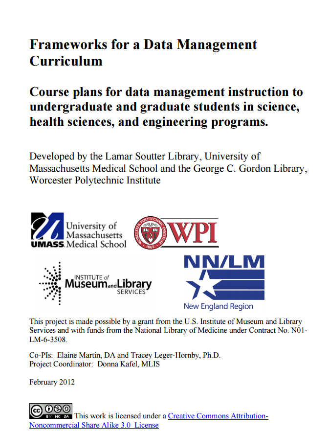 jaclark's tweet image. Lamar Soutter Library have a Framework for #DataManagement Curriculum
library.umassmed.edu/data_managemen… [pdf] #eresearchnetwork