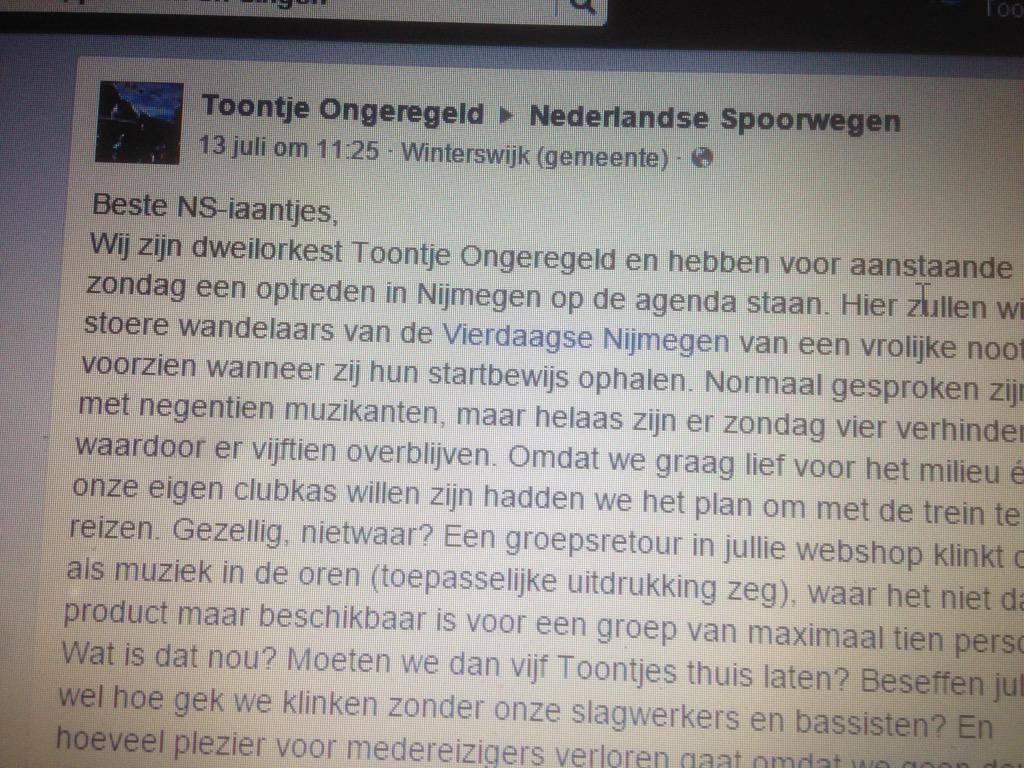 ToontjeWwijk's tweet photo. @NS_online Toontje Ongeregeld 😊 http://t.co/lCvkqQqgZG