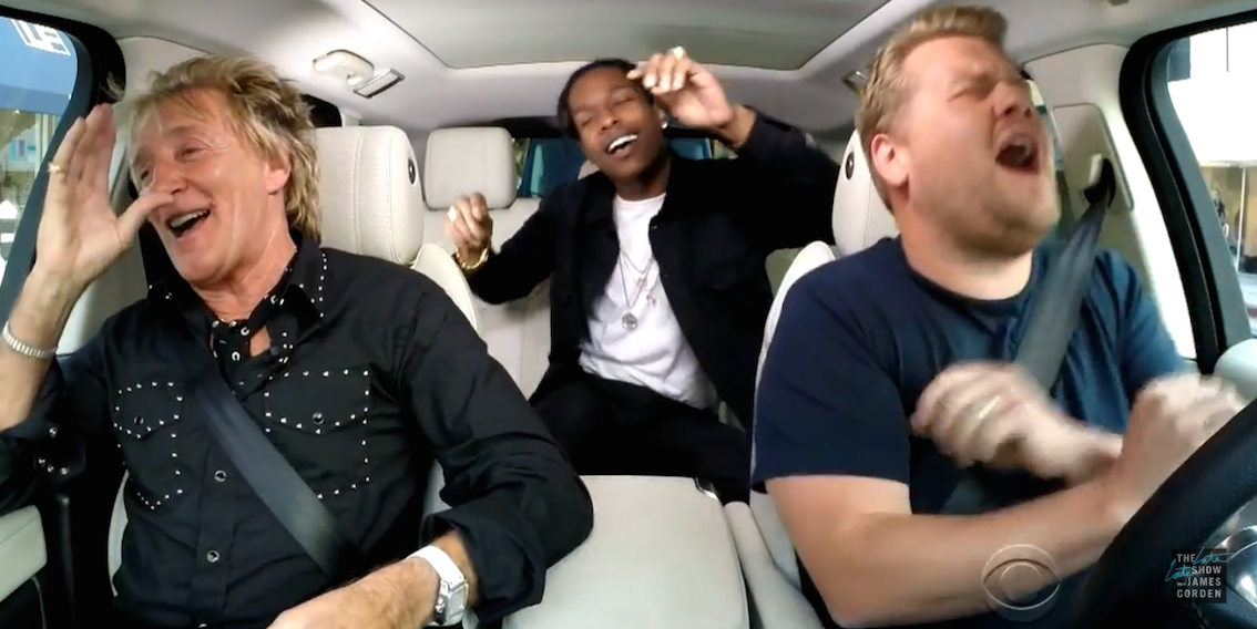 GRMDAILY's tweet photo. Here's what happens when you put A$AP Rocky, Rod Stewart and James Corden in a car together. http://t.co/VSgjFUpMX1 http://t.co/JXRhCMQjje