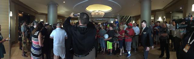 A great scene this morning as Coach Saban (yes, he's in that crowd) signed some autographs before leaving.  #SECMD15