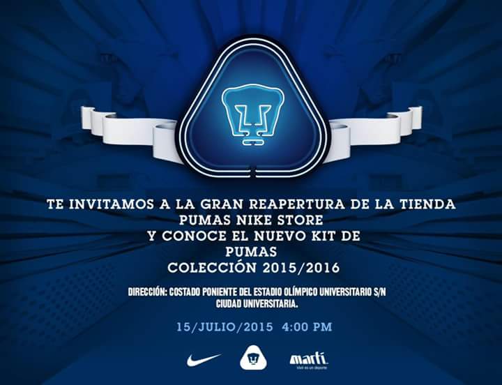 yo Grabar Orbita PUMAS on Twitter: "¡Afición! La tienda Pumas Nike Store estará abierta a  partir de las 16:00. #SoyDePumas http://t.co/mef2q0cWVM" / Twitter