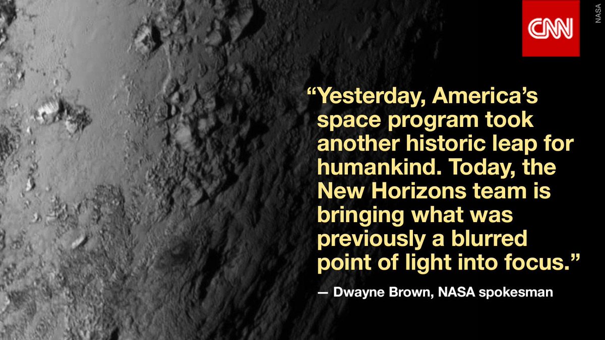 CNN's tweet image. What do you think of @NASA&apos;s new #PlutoFlyby images? See the latest @NASANewHorizons pictures: cnn.it/1LjxNw3