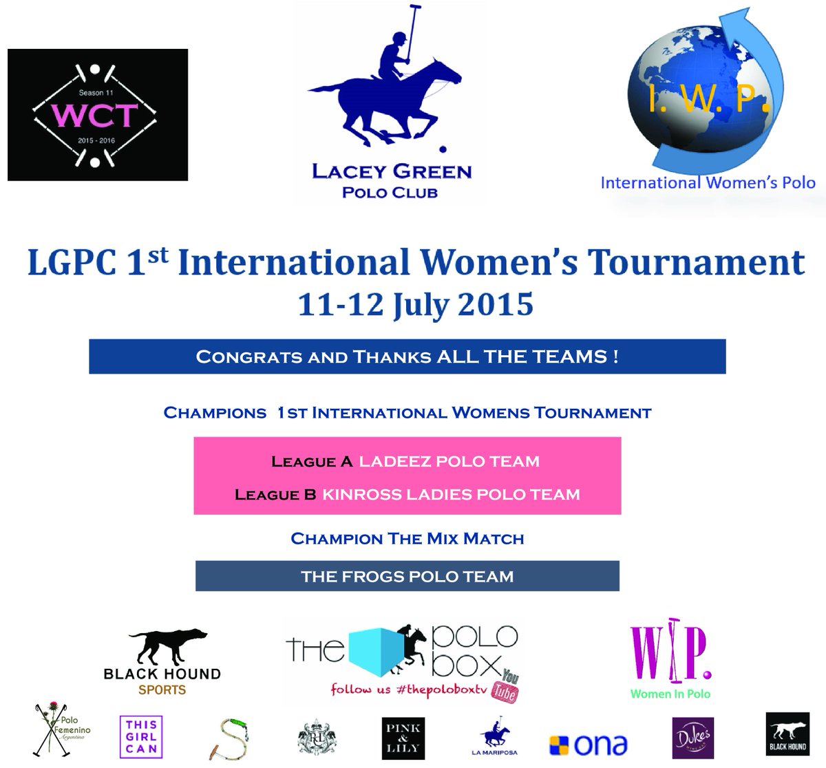 PoloFemenino's tweet photo. Ladeez and Kinross Champions #1stInt.WomensTournament @laceygreenpolo @onapolo @thepolobox @WCTpolo @womeninpolo http://t.co/x46by1nZ3E