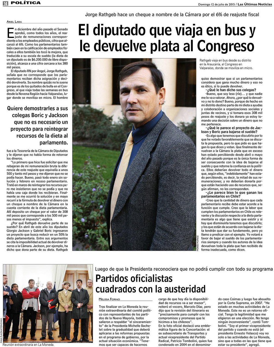 JorgeRathgeb's tweet photo. Un saludo a los q me felicitaron por devolver lo q no me pertenece. Espero lo mismo de @GiorgioJackson @gabrielboric http://t.co/Jyz0QCncjX