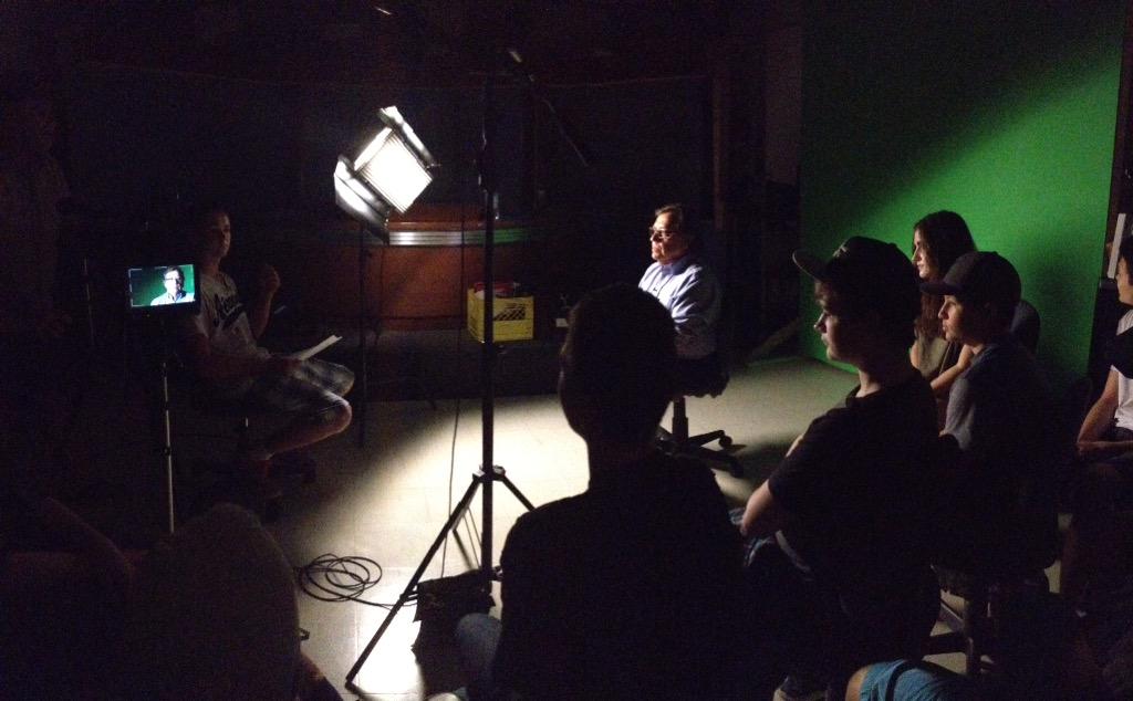 Bell_MTS's tweet photo. Day one #MTSFutureFirst #documentary #camp in #bdnmb. Interview #workshop with Andy Blicq. #filmmakers in training http://t.co/9evrBjDLZP