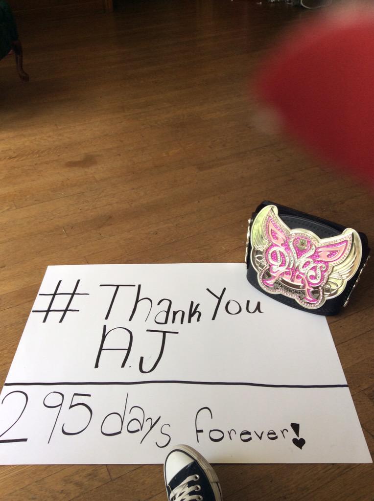 BlackWidowAJL1's tweet photo. I hope my poster gets noticed ☺️ #ThankYouAJ #295DaysForever @WWEAJLee #RAWTonight #TeamAJ http://t.co/bgxb9wyv0A