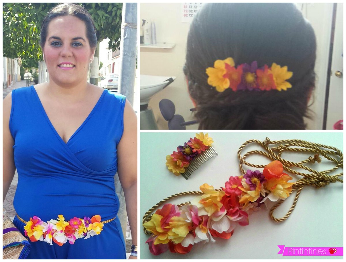 Pintintines's tweet photo. #Cinturón y #peina de #flores son los #complementos que eligió nuestra amiga @placidam88 para ir de boda. ¡Guapísima! http://t.co/QSzGtgtZKI