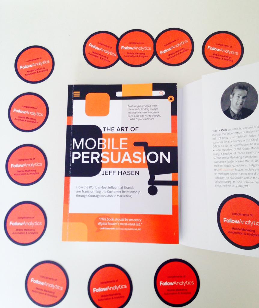 Get your free signed copie of <a href="/jeffhasen/">Jeff Hasen</a> new book: The Art of Mobile Persuasion at 5 #MobileBeat <a href="/FollowAnalytics/">FollowAnalytics</a>