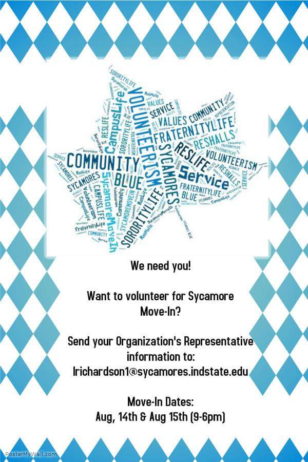 Sycamore Move-in <a href="/indianastate/">Indiana State University</a>  #VolunteersNeeded