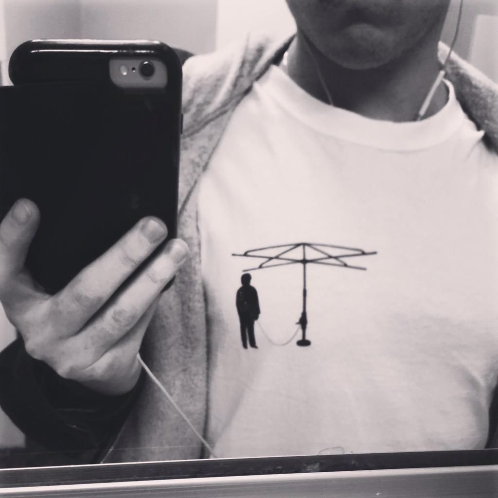 Wearing the new shirt for our shoot today.