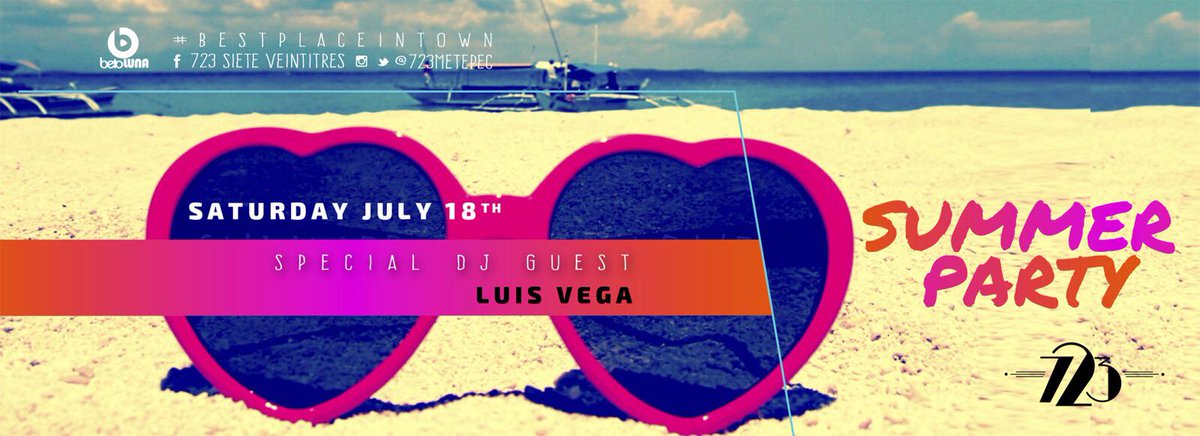 723Metepec's tweet photo. #HelloSummer #GuestDJ Luis Vega from Ragga.
Bienvenido el verano y nuevas promociones a #SieteVeintitrés
Rsvp 2351955 http://t.co/lki0Hye9Ub