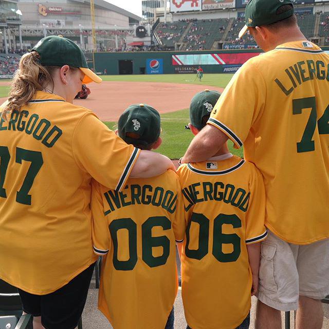 pdxAs's tweet photo. #Athletics fans in the Cleveland representing the year they were born. #GreenCollar http://t.co/cFg4qffU8S