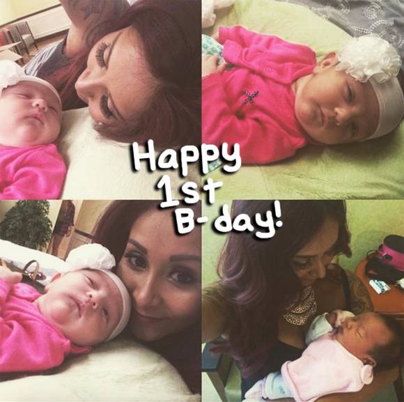 PerezHilton's tweet photo. #JWoww and #Snooki celebrate baby #Meilani's birthday! https://t.co/elB3AWo8YX http://t.co/9LVBdmogtR