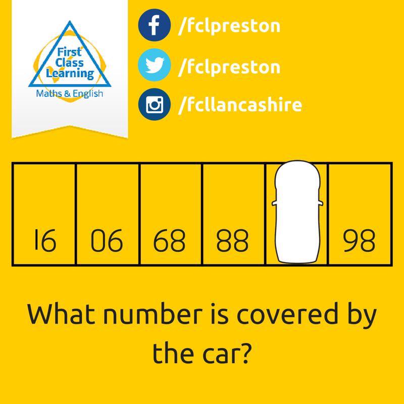 FCLPreston's tweet image. Time for more #brainexcercise 
Can you tell us what number the car is covering?

#tuition #puzzle