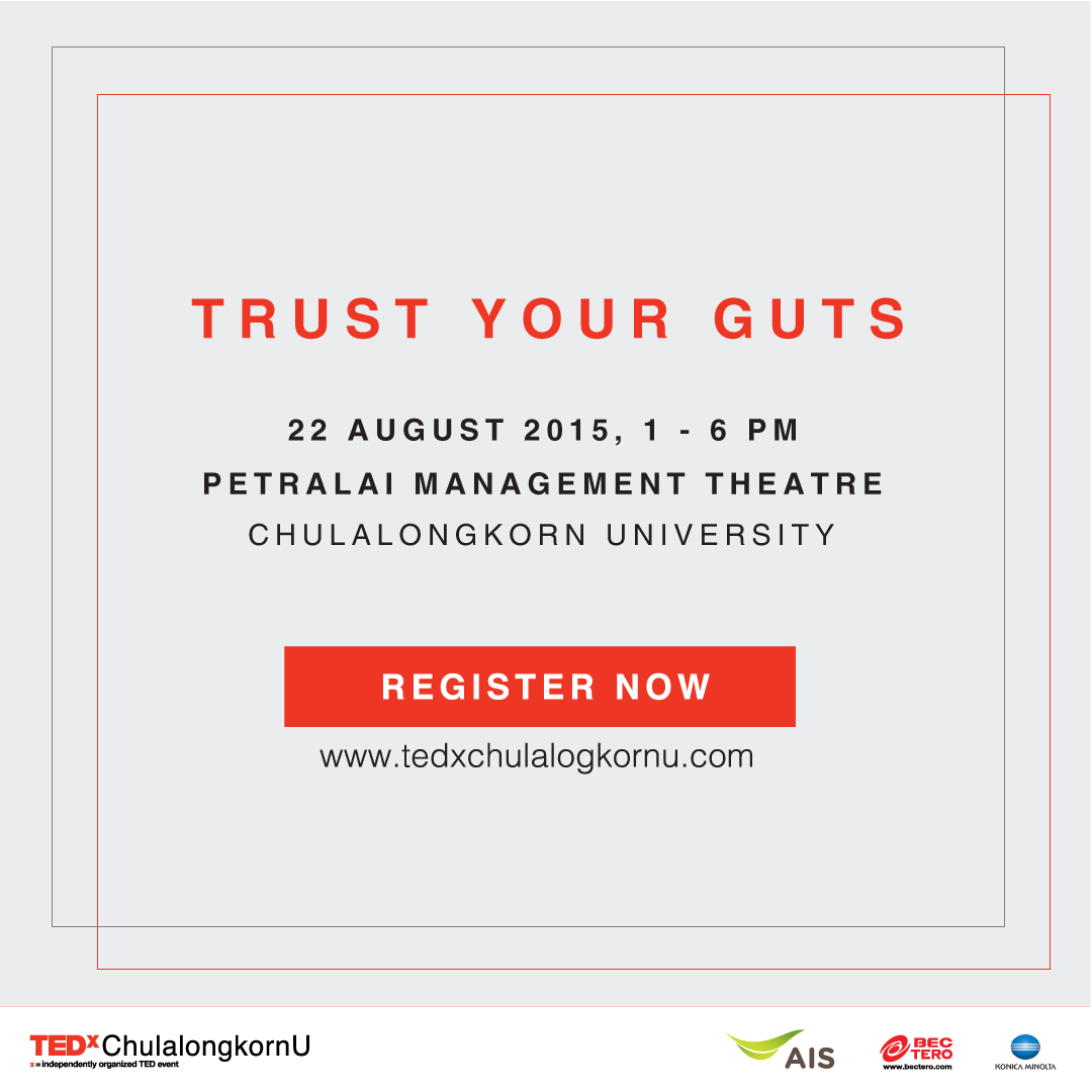 ChulalongkornU's tweet photo. เปิดลงทะเบียนแล้ว! TEDxChulalongkornU รับจำนวนจำกัด 100 ที่นั่ง สมัครด่วนที่ http://t.co/odrFQmKTGR http://t.co/dZCQ3rhB8K