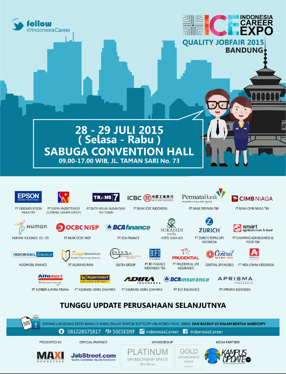 #BDGquis Ada 2 TIKET GRATIS #ICEBDG di SABUGA 28-29 Juli | Follow <a href="/IndonesiaCareer/">MAXI ORGANIZER</a> &amp; RT twit ini 1x