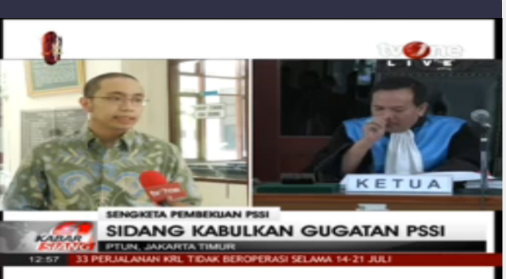 tvOneNews's tweet photo. Sidang Kabulkan Gugatan PSSI #KabarSiang_tvOne http://t.co/z5SZ1yL56Z http://t.co/j35A4coy0y