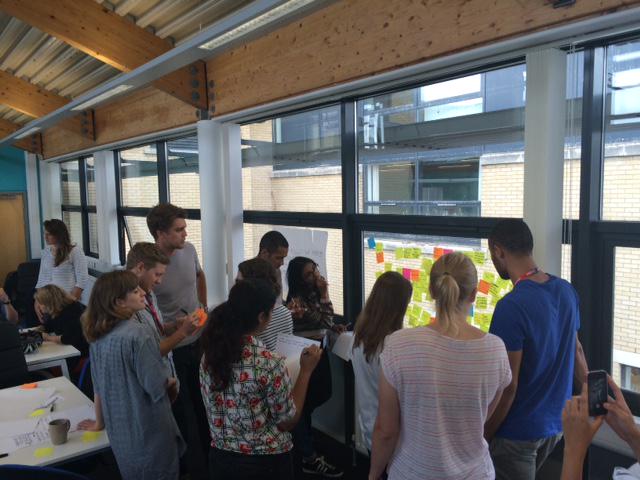 Lisa from <a href="/WeareUnstuck/">We Are Unstuck</a> is hanging out with <a href="/yearhere/">Year Here</a> today - rocking it with the post-it notes! #DesignThinking