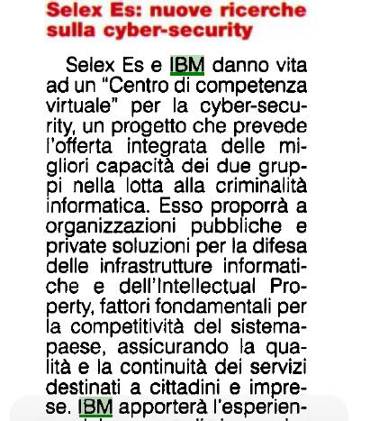 ppiac's tweet photo. Aereonautica &amp; Difesa: @SelexES e @IBMItalia ecco il centro virtuale per la #cybersecurity http://t.co/fuWRBOSMN6