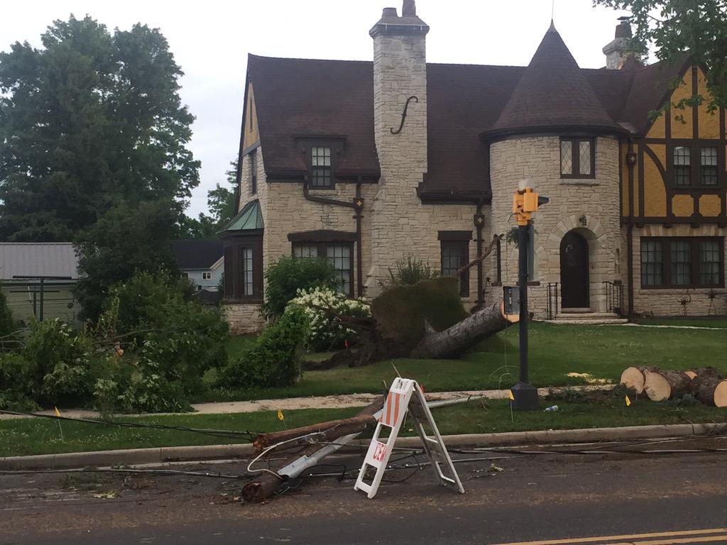 JonahPKaplan's tweet photo. Day 2 after storm still finds streets littered with debris in #ColumbusWI. Trees, power lines down. More on @tmj4. http://t.co/WYzfKp7MGM