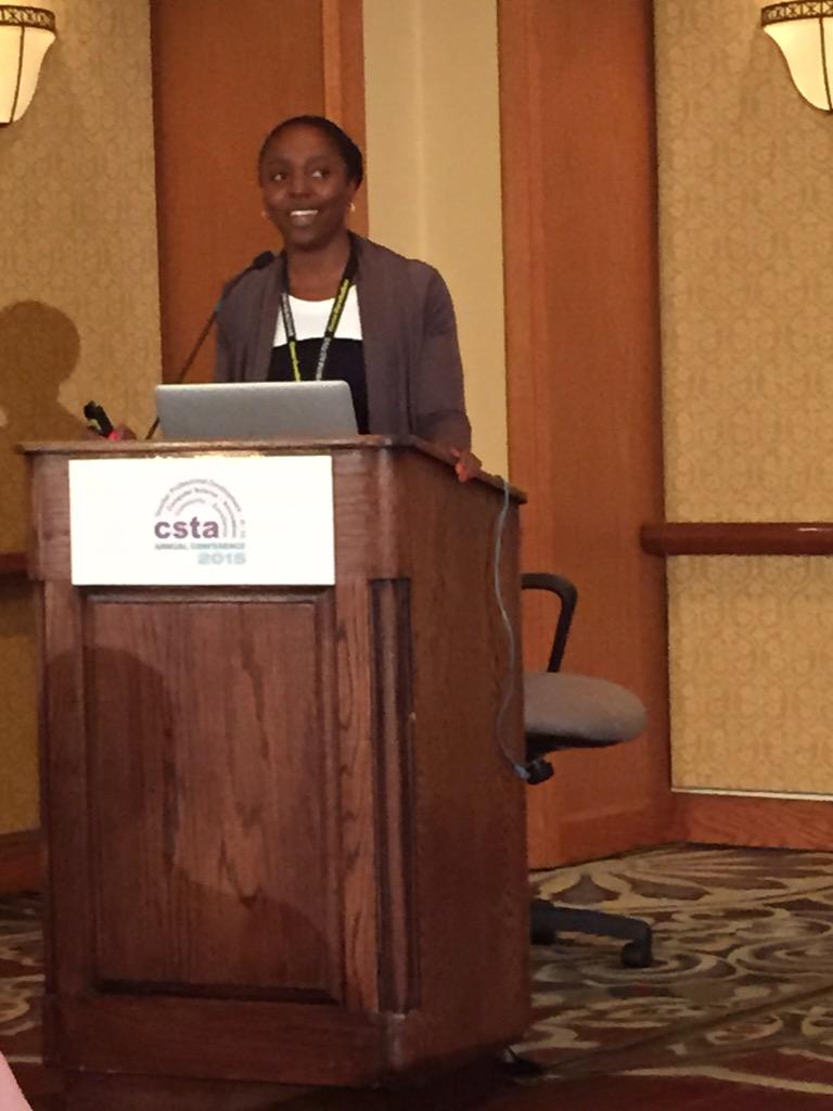 BTwarek's tweet photo. .@THoodPrice, @KaporCenter, and @LPFI explain how to engage traditionally underrepresented students in CS. #CSTA2015 http://t.co/isqnnUOg4u
