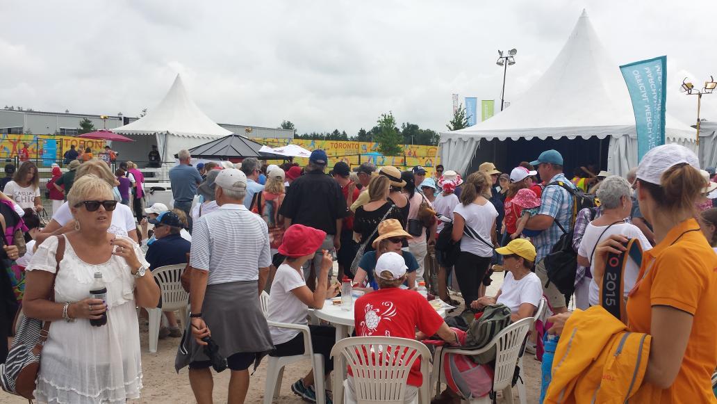 Alan_Lawson's tweet photo. Crazy lineup for beer and food, more tables though #teamcanadadressage #dressage #ridetotoronto #panam2015 http://t.co/hPaQY2cZjT