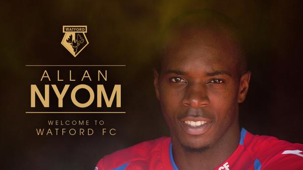 DeadlineDayLive's tweet photo. DEAL DONE: Allan Nyom has signed a 4-year deal at Watford. (Source: http://t.co/YvK3tfgRty) http://t.co/baleBtjAFR