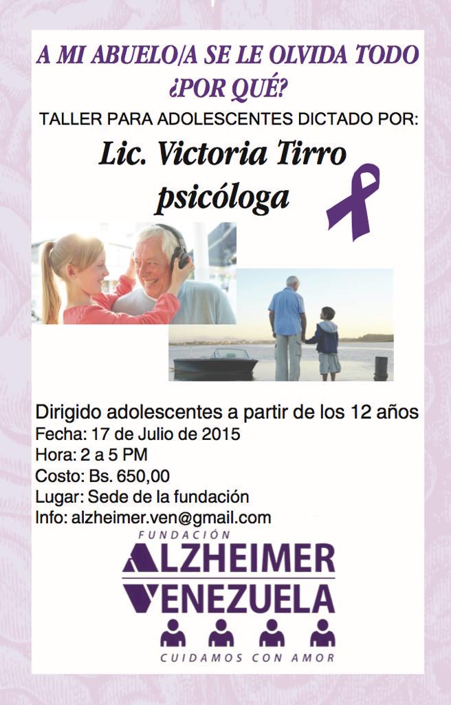 atusaludenlinea's tweet photo. ¿Tu abuelo tiene #Alzheimer? Comprende lo que le pasa con el taller para adolescentes de @AlzheimerVzla http://t.co/jm6sogkany