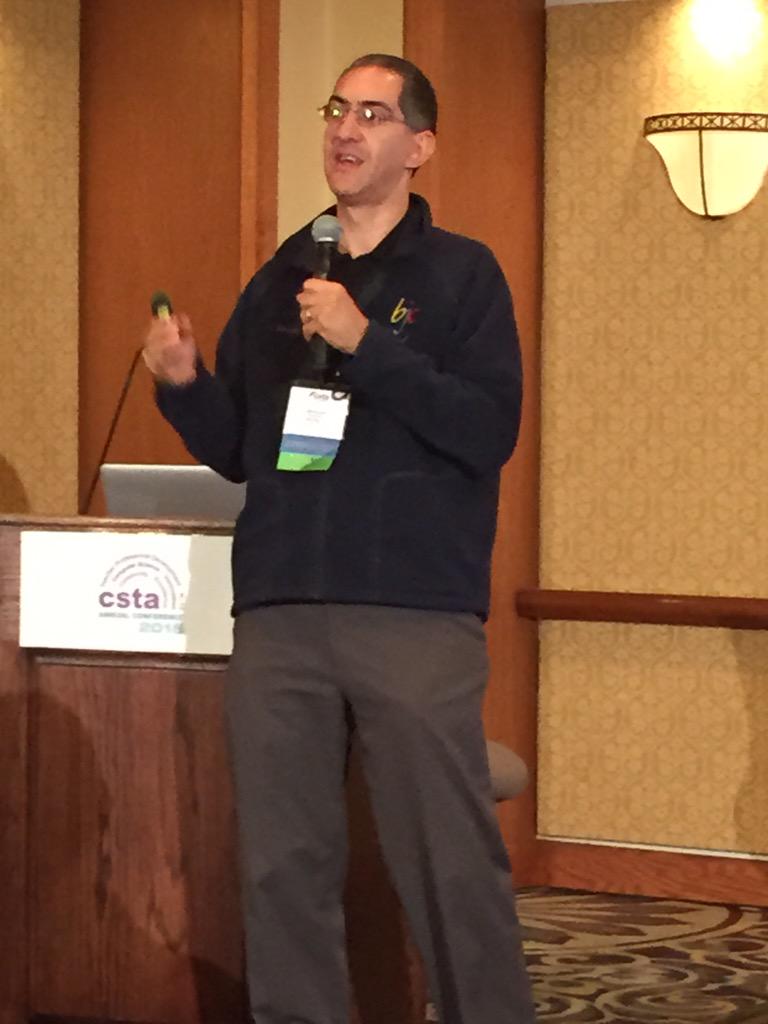 BTwarek's tweet photo. BJC: "The goal of this class is to learn a lot and HAVE FUN." --Dan Garcia, @UCBerkeley @LPFI #CSTA2015 http://t.co/veINRrKzrJ