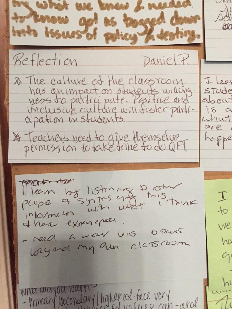 clonghb's tweet photo. LOVE this reflection board of takeaways from day 1 of #RQIWC #BLC15 http://t.co/pfQlNNDiEC
