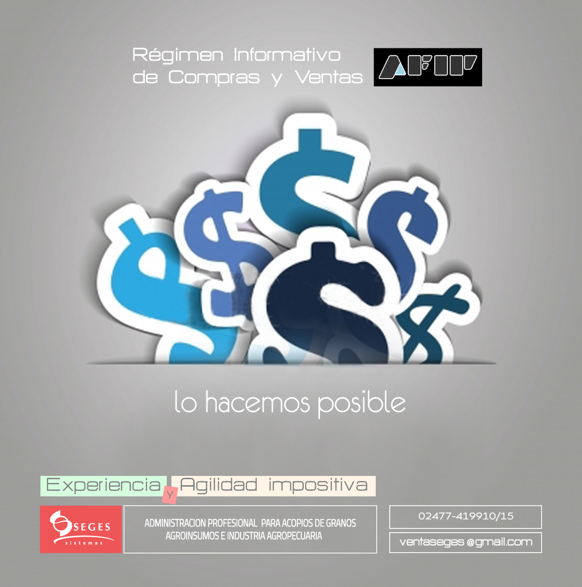 SEGESSISTEMAS's tweet image. Régimen Informativo de Compras y Ventas de AFIP
Reportes Dinámicos en @SEGESSISTEMAS 
02477-419910 /419915