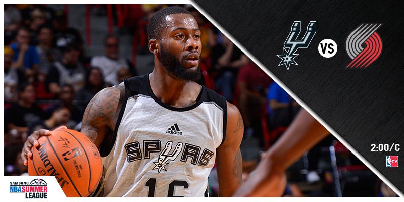 spurs's tweet photo. #SummerSpurs back in action today in Vegas! Catch the game at 2/c on @NBATV http://t.co/1aGPsSv80t