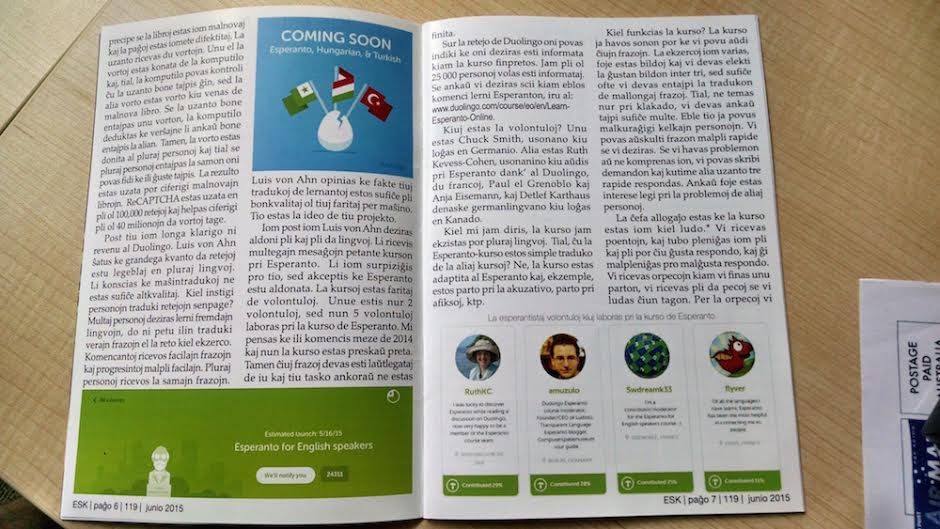 DuoIncubator's tweet photo. The @Duolingo Esperanto course was featured in an Australian publication. Cheers to all contributors! cc. @ChuckSmith http://t.co/cZatyGvt6b