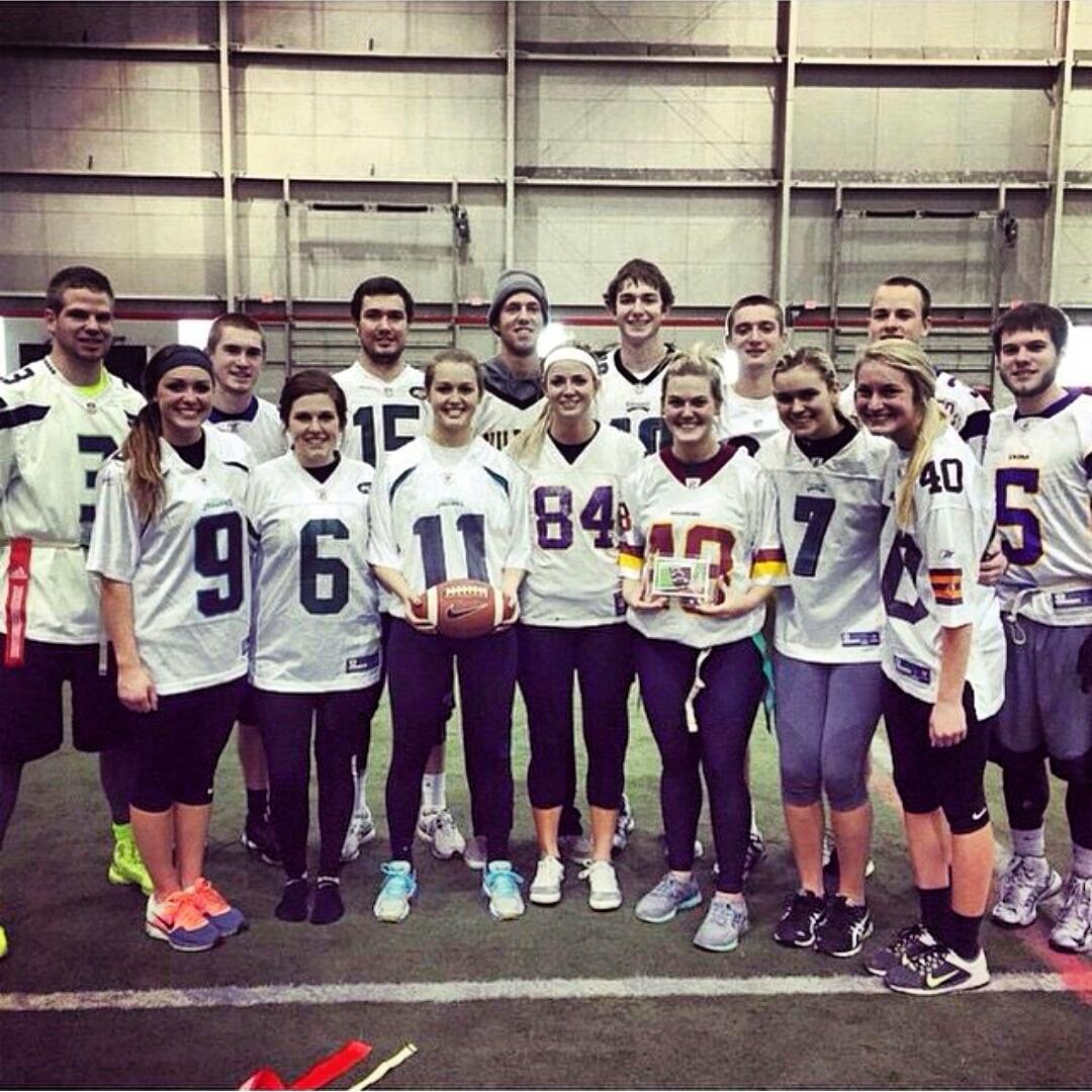 NIRSAChamp's tweet photo. Some #TriumphTuesday for you!
@SDStateWellness #9Squad, 2014 #NIRSAFlag Co-Rec Regional champs at @UNLCampusRec! http://t.co/CB9o9DbB2P