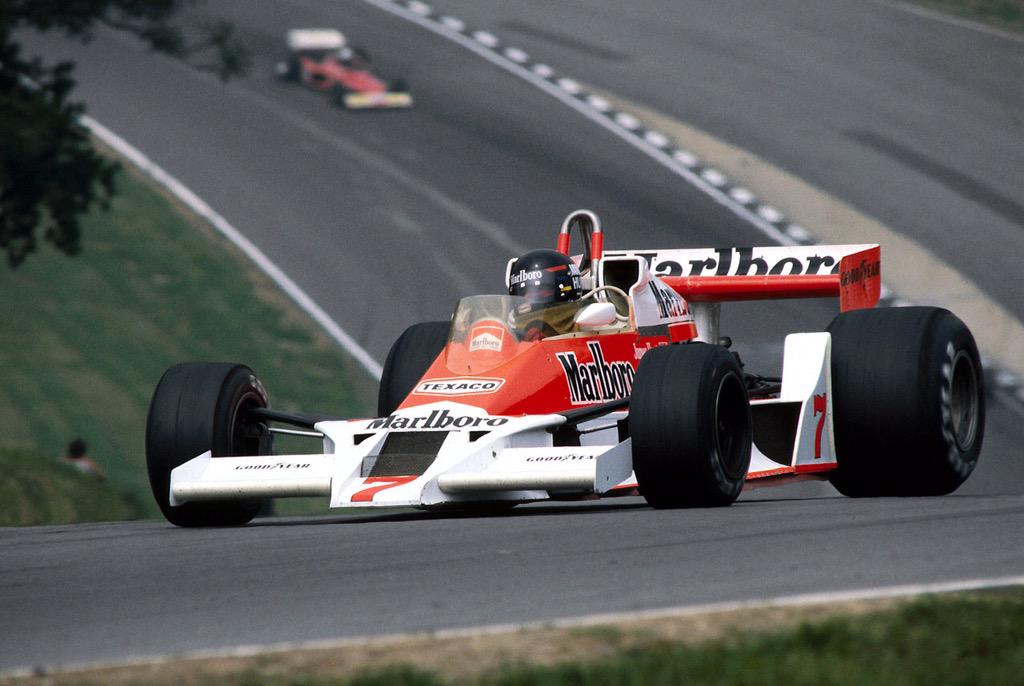 ClassicFormula1's tweet image. James Hunt ~ McLaren-Ford M26 ~ 1978 British Grand Prix, Brands Hatch