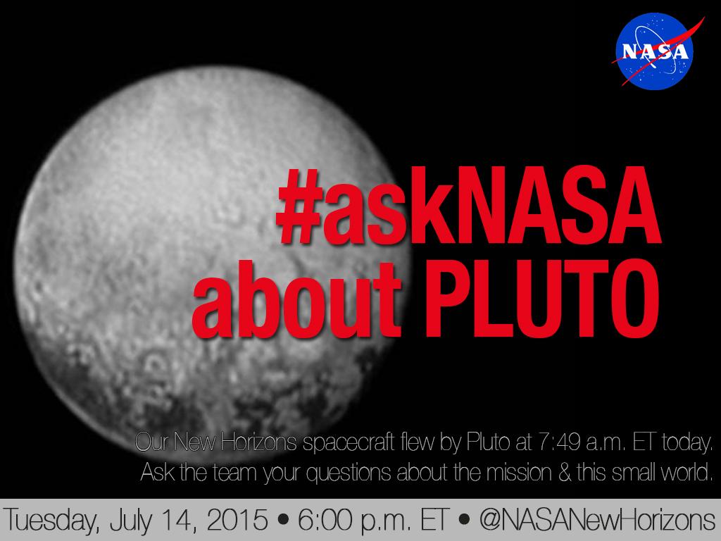 NASA's tweet image. At 6pm ET: Send in your #askNASA Q's for the @NASANewHorizons team to answer on @Twitter.