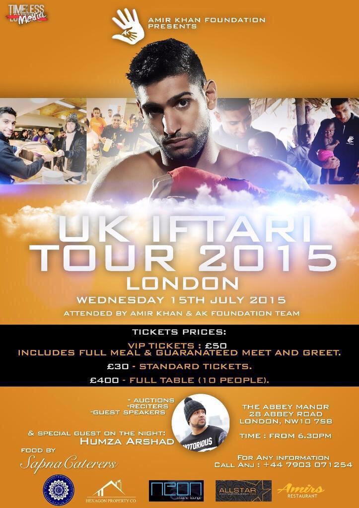 amirkingkhan's tweet photo. Our last ifthari dinner for @AKFoundation is tommoro night in London contact @Y4zz_Official for tickets see you there http://t.co/HggkjFmCrE