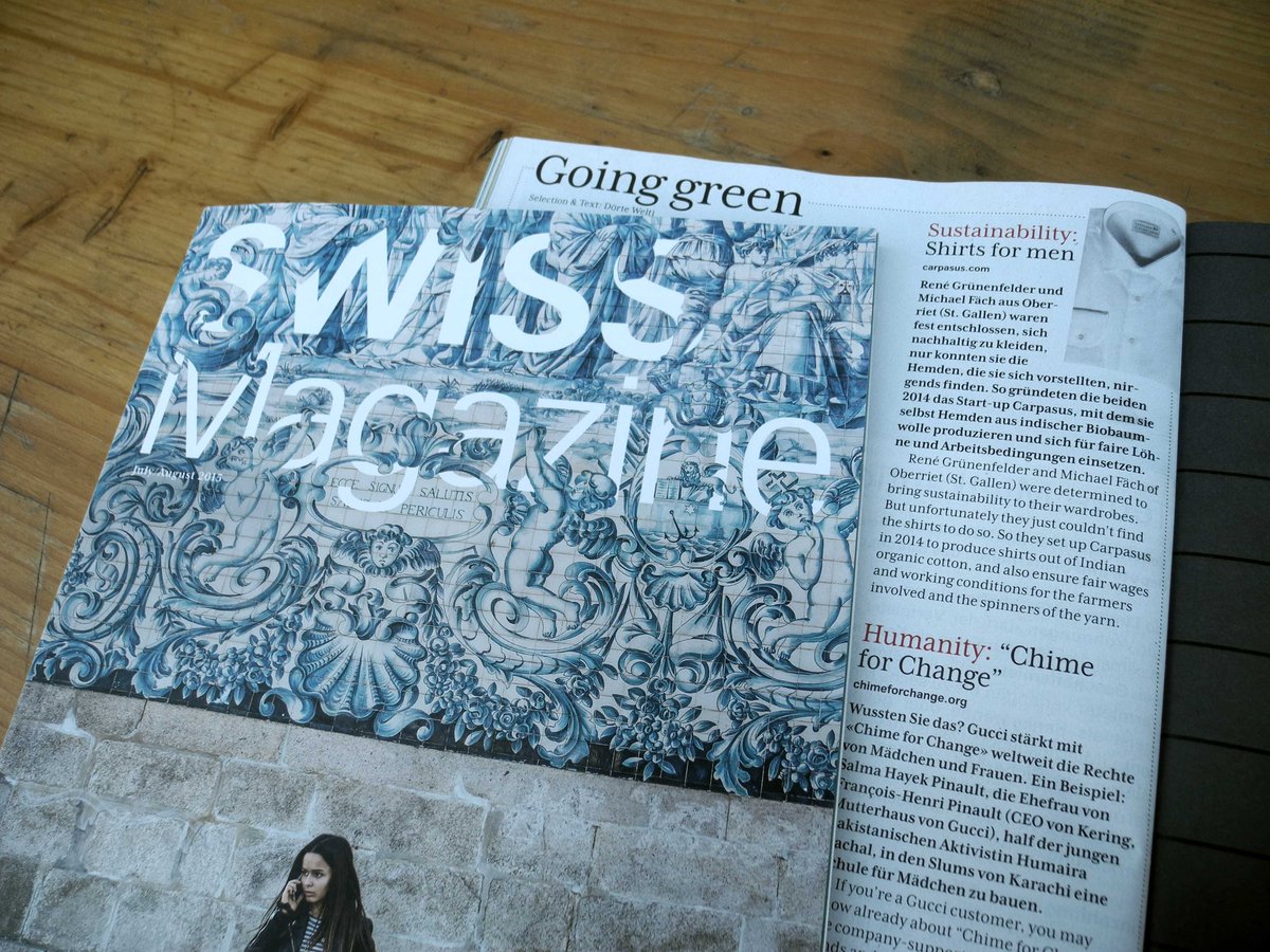 A lovely feature in the #swissmagazine: CARPASUS flies high #organiccotton #swissfashion #sustainablefashion