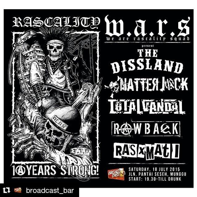 Saturday 18/07/15 at <a href="/Broadcast_bar/">Broadcast Bar</a> w/ <a href="/The_Dissland/">The_Dissland</a> <a href="/total_vandal/">TOTAL VANDAL BALI</a> @NatterJack_Bali <a href="/rawback_bali/">RawBack</a> @rasxmati