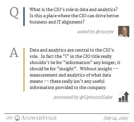 UpboundSales's tweet photo. Data and analytics are central to the CIO's role.  In fact the "I" i #convergedmktg http://t.co/CXuB7MdmUj http://t.co/cdYua8Uspt