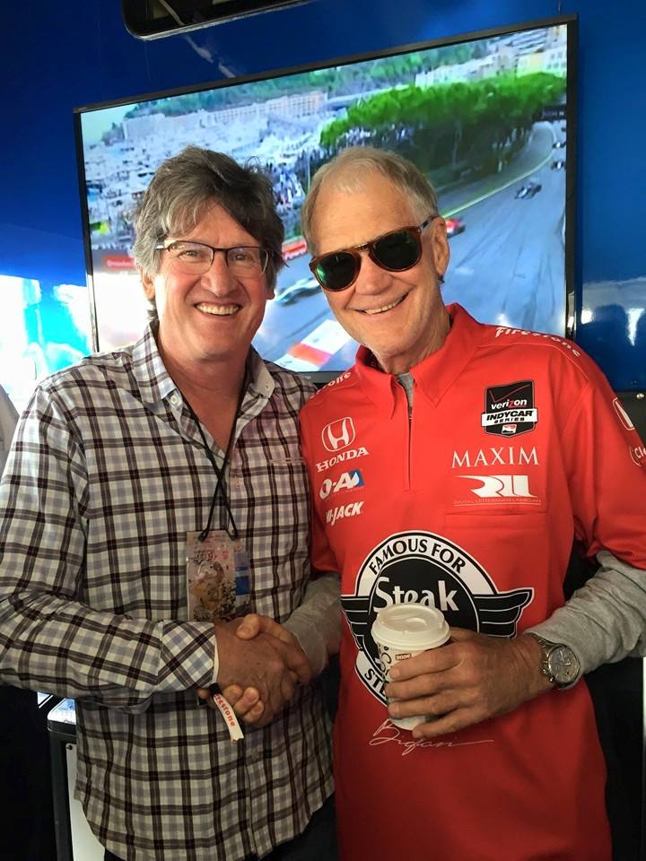 MilanoInn's tweet image. Artist Bill Patterson and #THANKSDAVE painting @MilanoInn on May 20th!  It was presented to Letterman at the race!