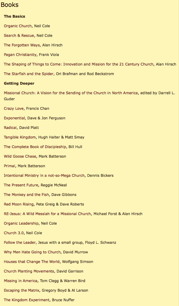 247Group's tweet image. Recommended reading list from organicnazarene.net #organicchurch