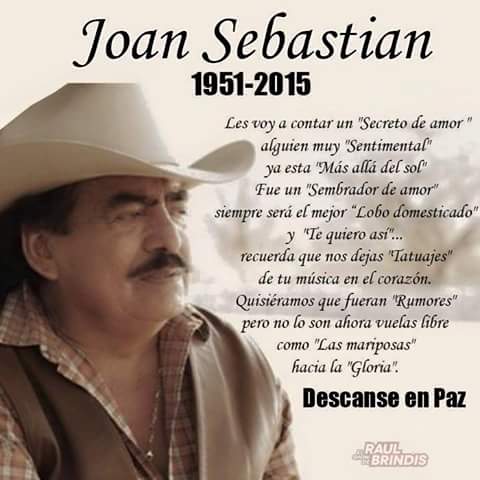 grisely03's tweet photo. @JoanSebastian  el mejor compositor! D.e.p gran hombre! #johansebastiansiempreennuestroscorazones http://t.co/kS8AEjubPC