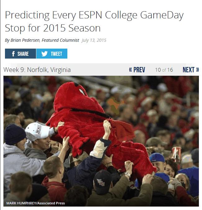 coachz1336's tweet photo. #ODUFB - Would be great to see @CollegeGameDay on the campus of @OldDominionUniv next fall! http://t.co/8JWjc0x263 http://t.co/iEm2ZMGx8A