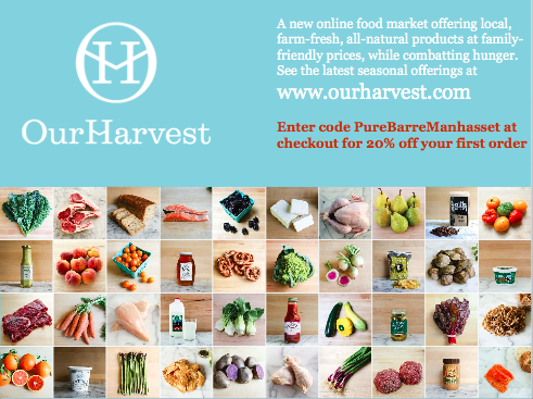 PureBarreLI's tweet photo. @ourharvest brings you 20% OFF for PBM clients! Meet them Tues 7/21 morning at our studio for samples &amp; more info! http://t.co/56NVQiyktV