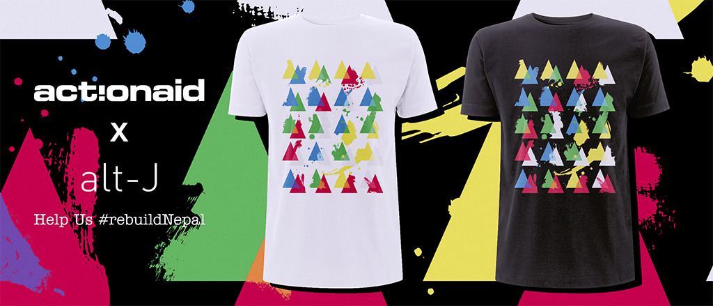 alt_J's tweet photo. New t-shirt designed w/ @Actionaid to help their #rebuildNepal campaign.Only at @latitudefest http://t.co/Oszehm4gkp http://t.co/BEfKRd4Hle