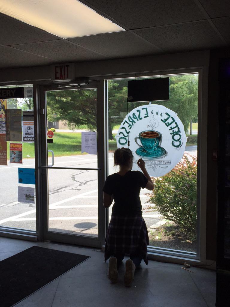 Maples_Gelato's tweet photo. In house artist @LilaMHall doing a little home improvement :) http://t.co/97lfLCu5ko