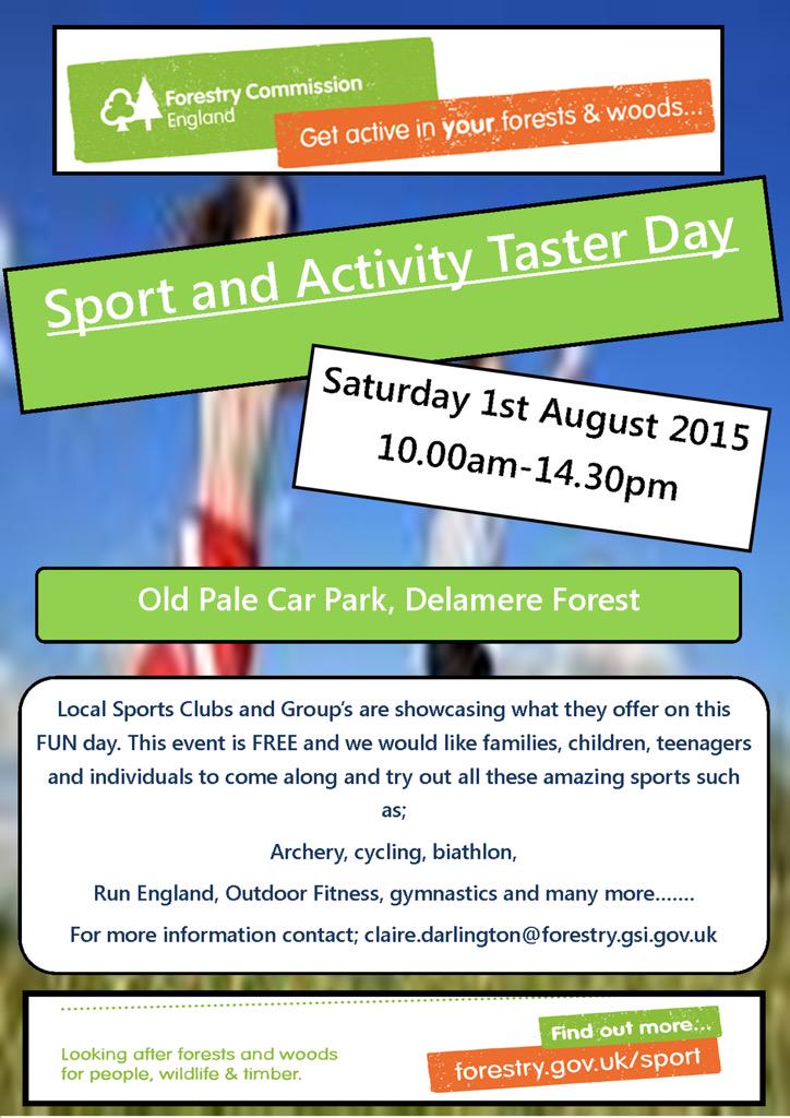 VoluntaryAC_'s tweet photo. Calling all clubs and groups! Can you support @DelamereOF activity day? Contact Claire directly @ActiveCheshire http://t.co/g6DHFpRLbd