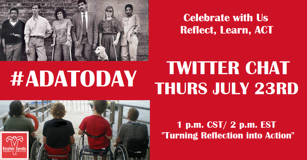 eastersealshq's tweet photo. What progress can be made 25 years from now? Join the #ADAToday twitter chat on #disability rights.7/23 1pm CST/2EST http://t.co/rrdo520sN5