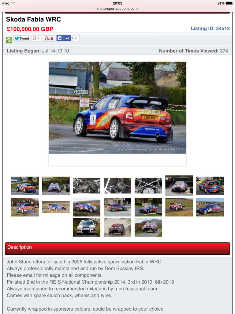 The <a href="/Legendfires/">Legend Fires</a> Fabia WRC is up for sale to make way for a new car. Check out rallycarsforsale.net